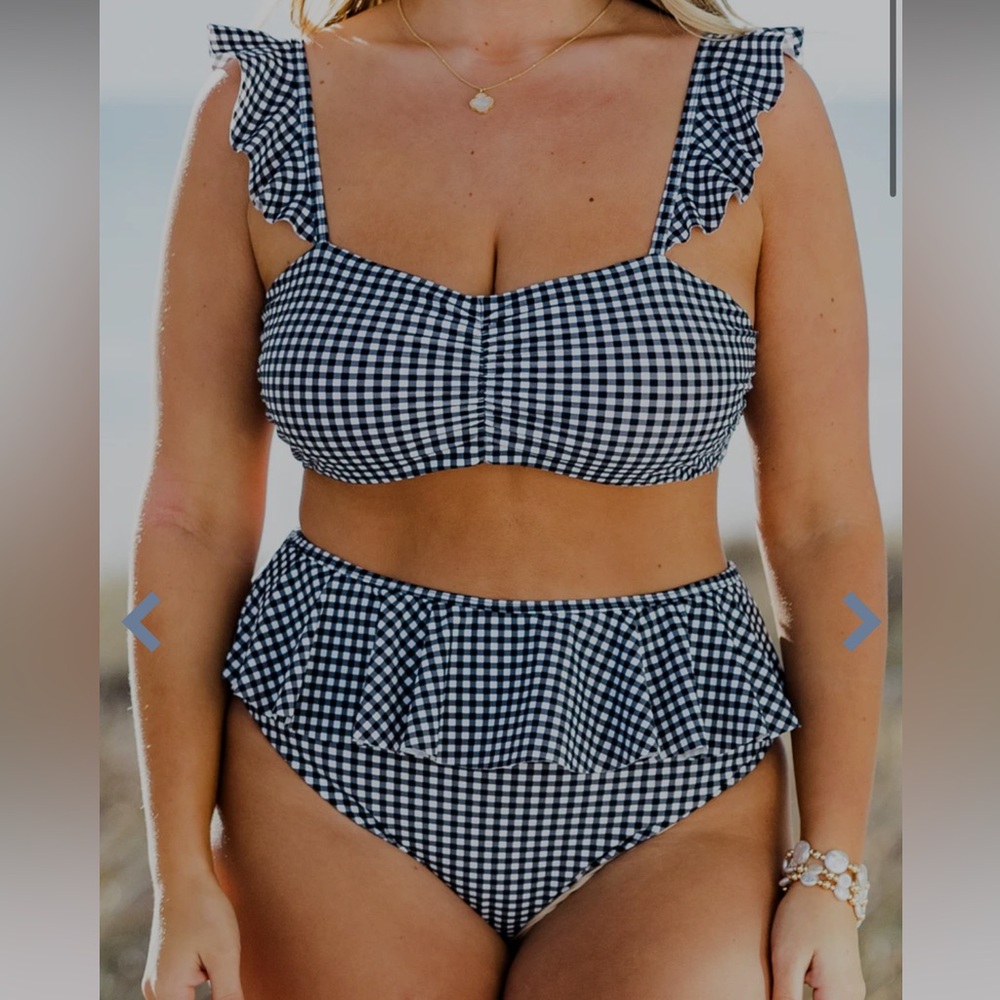 Black and White Gingham Bikini Set